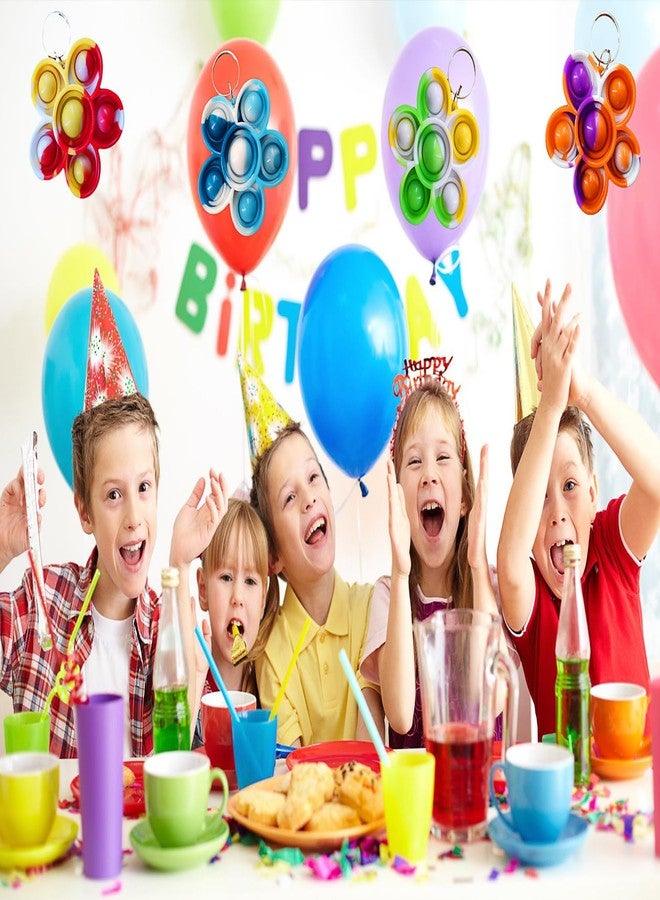 هوزكيب - ١٠ عبوات من زهور صغيرة مزينة بحلقات مفاتيح بألوان قوس قزح، هدية مثالية للأصدقاء في حفلات أعياد الميلاد، للأطفال، والطلاب، وجوائز صغيرة. - Image 3